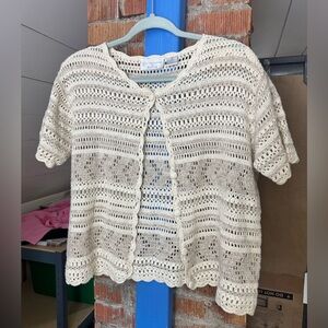 90s Button Front Crochet Knit Top